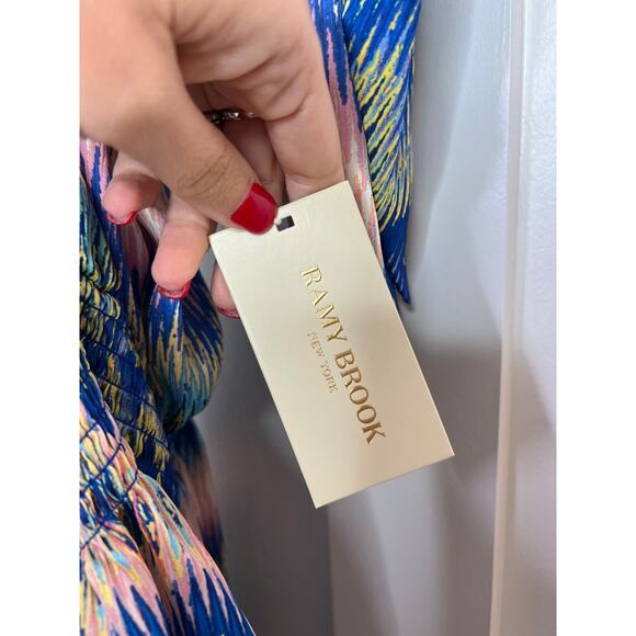 NWT Ramy Brook Georgiana Sleeveless Halter Mini Dress Blue Multicolor Size: XS - Picture 4 of 8